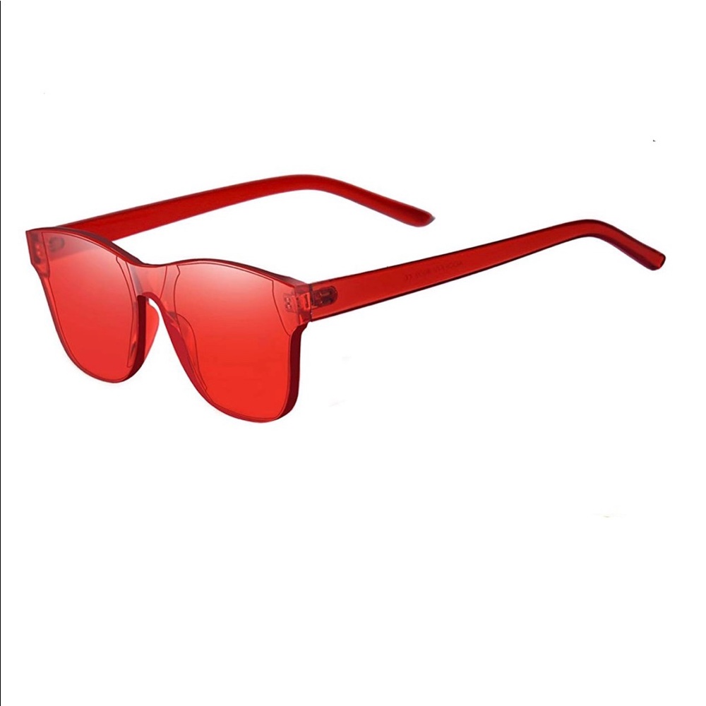 Rimless Wayfarer Sunglasses Retro Red Classic NEW - Picture 5 of 6